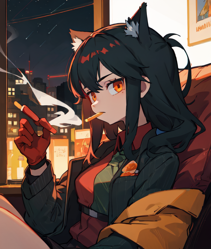 01086-4053491607-(masterpiece, best quality, detailed face, detailed eyes, high res, high quality),,sitting,black hair, red shirt,Black suit jack.png